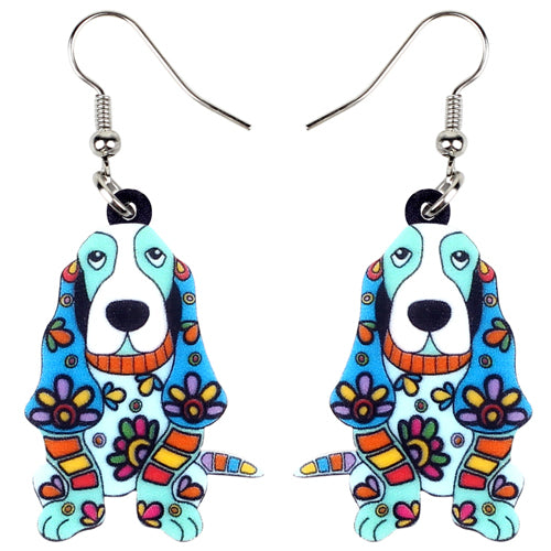 Basset Hound Earrings by Style's Bug - Style's Bug Blue