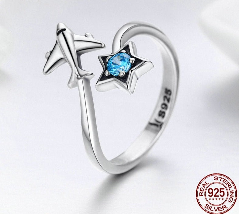 Blue Star Airplane ring by Style's Bug - Style's Bug