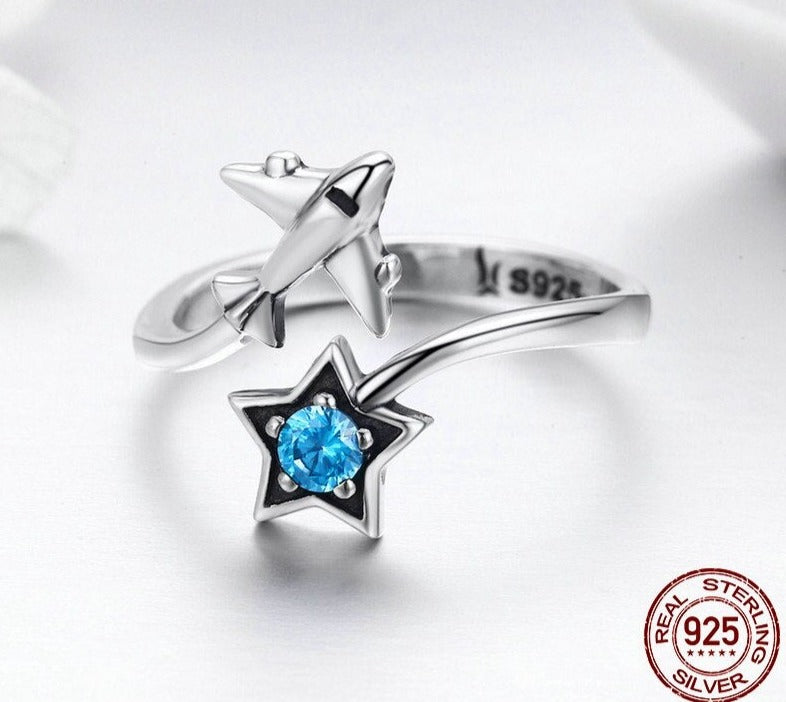 Blue Star Airplane ring by Style's Bug - Style's Bug