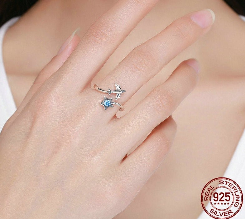 Blue Star Airplane ring by Style's Bug - Style's Bug