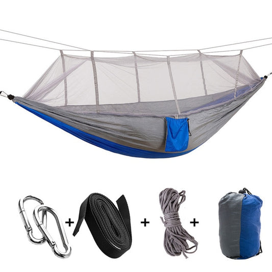 Gizmo Camping Hammock with Mosquito Net - Style's Bug Gray + Blue