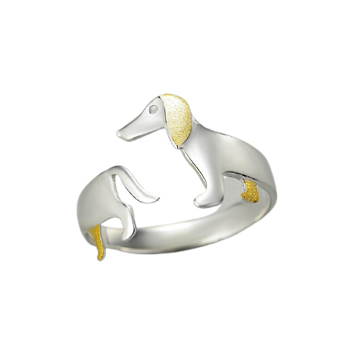 Golden Silver Dachshund ring by SB - Style's Bug