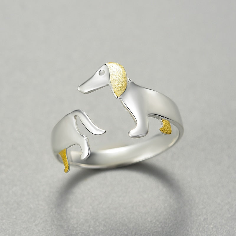 Golden Silver Dachshund ring by SB - Style's Bug