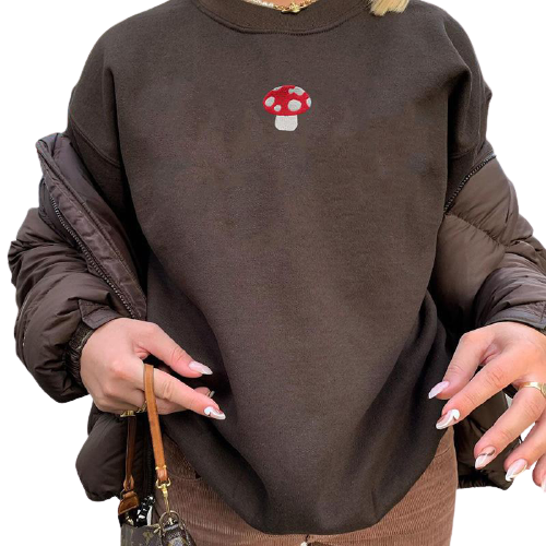 Embroidered Mushroom Sweatshirt by Style's Bug - Style's Bug