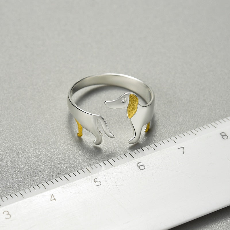 Golden Silver Dachshund ring by SB - Style's Bug