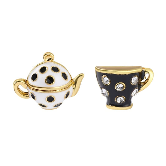 Teapot & Tea Cup earrings by Style's Bug - Style's Bug Black & White